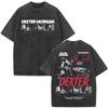 Tv Play Washed Vintage Dexter Morgan Graphic Tshirts Mens Women Clothing Casual Short Sleeve T Shirts Fashion Gothic Tshirt
