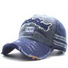Neue bestickte Jeans-Kappe mit Hai, alt gewaschen, trendige personalisierte Baseballkappe für Herren, Sonnenschutzkappe für Damen