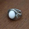 Retro Oval Black Red Chalcedony Unisex Adjustable Ethnic Ring