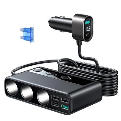 Splitter per accendisigari automatico a 3 prese, adattatore per caricabatteria da auto 9 in 1 con ricarica rapida PD/QC 3.0*2, interruttori indipendenti 154W 12V/24V DC per tutte le auto