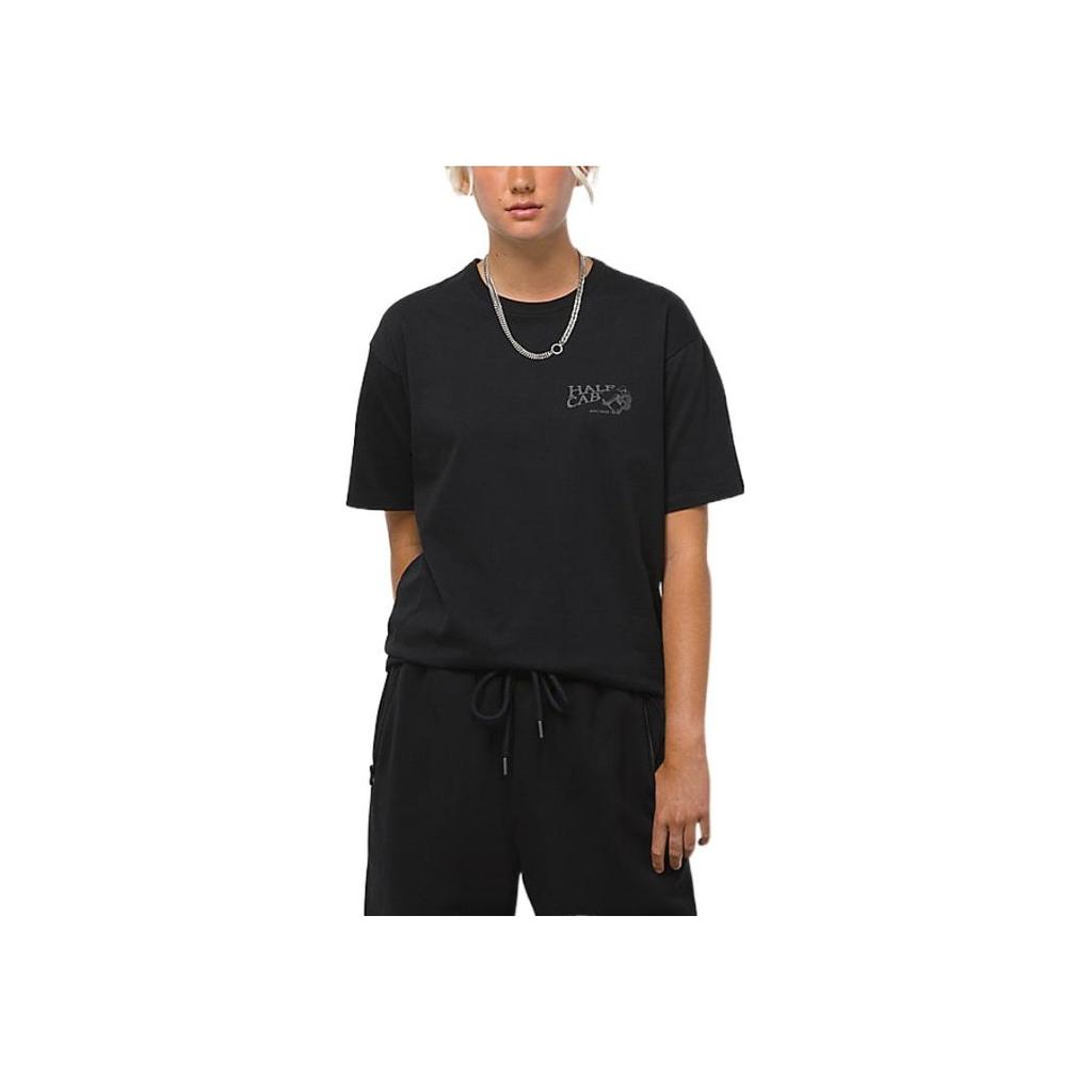 Vans Solid Color Logo And Letter Print Short Sleeve T-Shirt Unisex Tops Black VN000056BLK