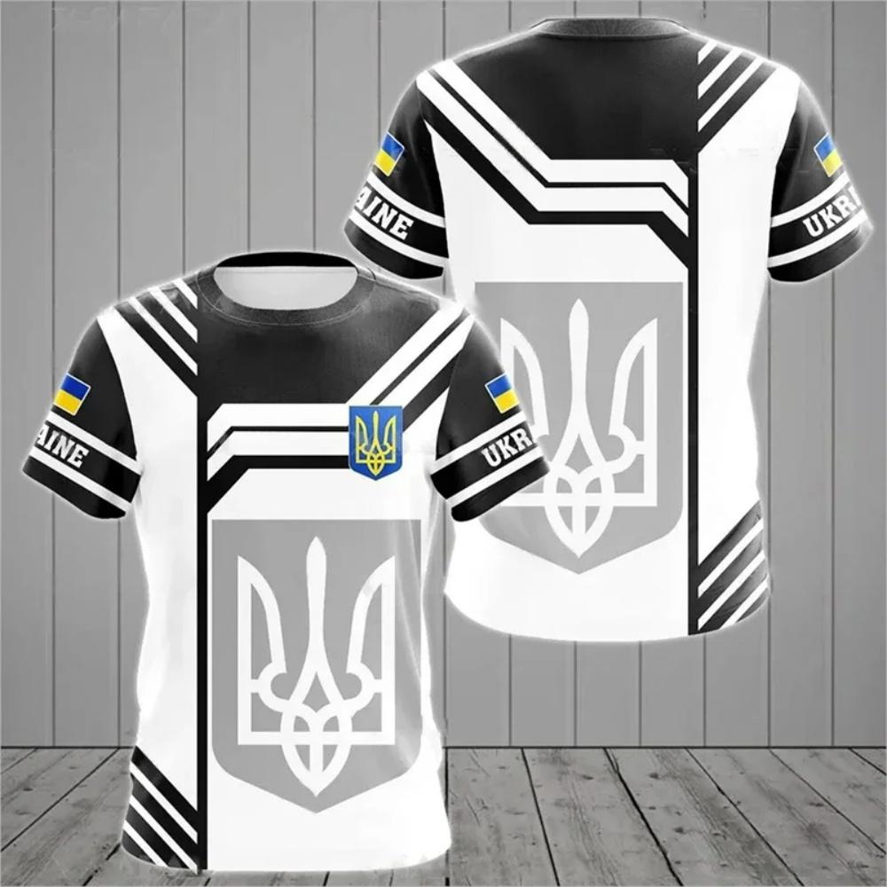 Mode Neues Ukrainische Flagge Grafik 3D-Druck T-Shirt Ukrainisches Emblem Herren Sportoberteile Nationalfeiertagsgeschenke Personalisiertes T-Shirt