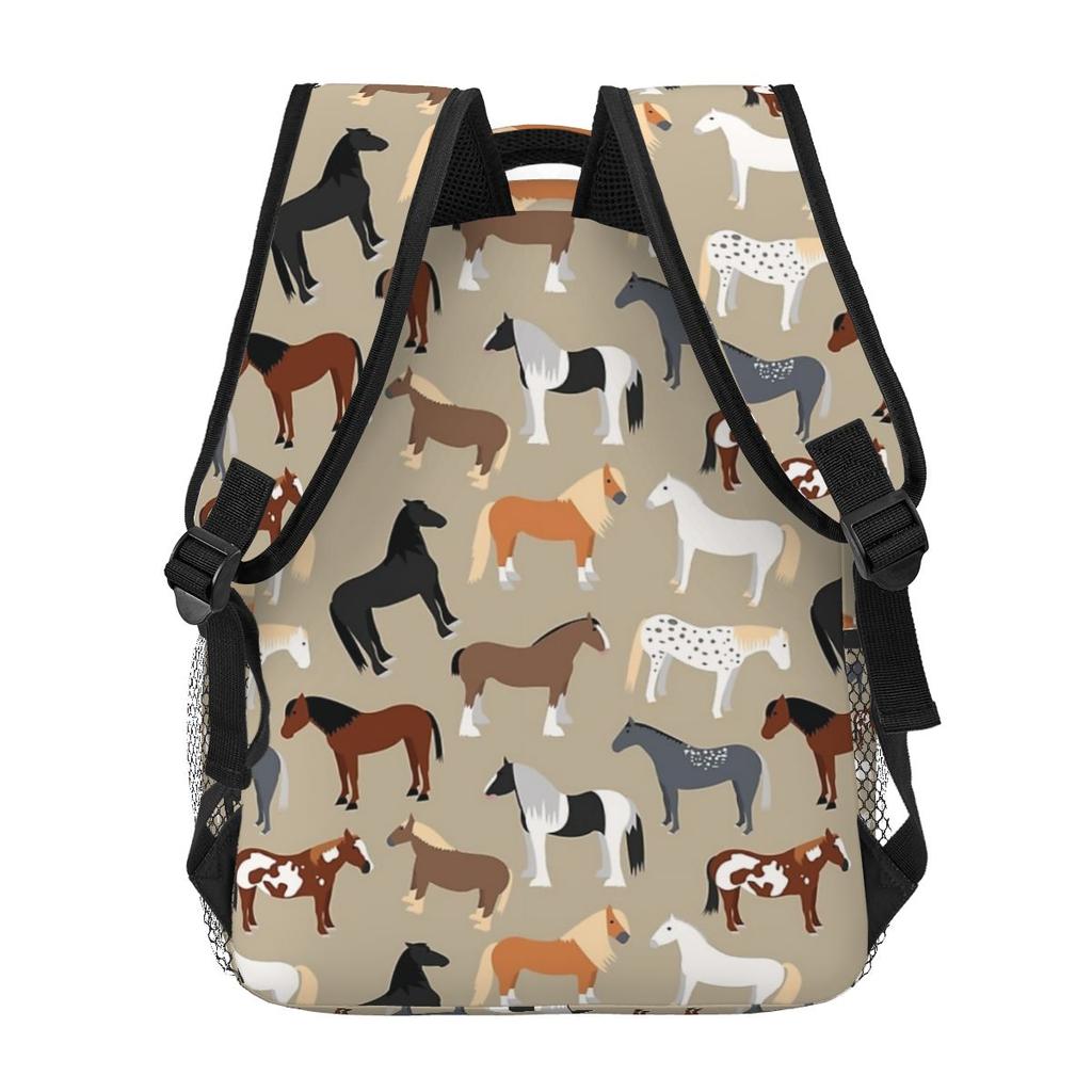 Horse Breeds Pattern Backpack Hot Sale Daypack Large Capacity Kids BookBag School Bag Shoulder Bags for Men Women