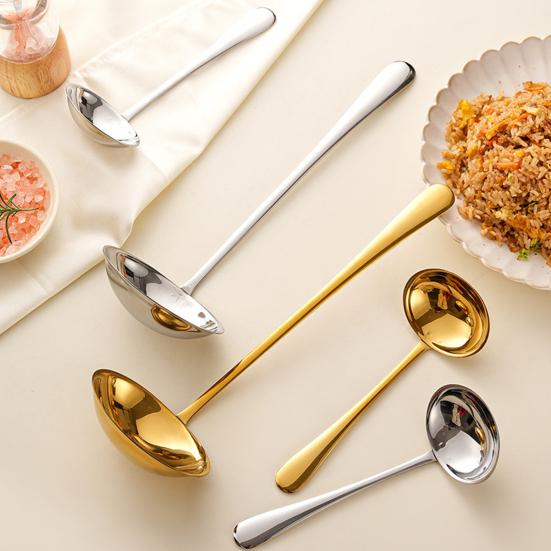 Rustfritt Stål Skje Stor Varmgryte Suppeøse Ramen Nudler Øse Langt Håndtak Spiseskje Kjøkkenredskap