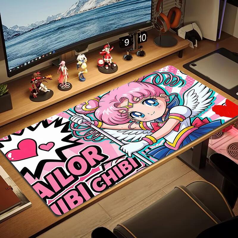 Sailor Moon Print  Cushion Non-slip Laptop Tablet Big Mousepad XXL Mat Mini PC Playmat With Lock edge