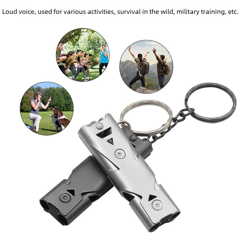 Vysokofrekvenční nerezová píšťalka pro přežití: Venkovní EDC nástroj s dvojitou trubicí pro záchranu života a výcvik