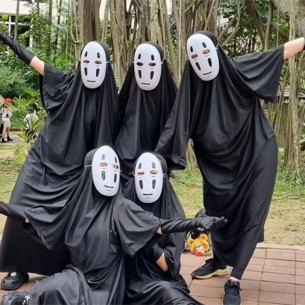 Japanese No Face Man Cosplay Costume Unisex Halloween Anime Carnival Party Adult Clothing Including Ghost Mask Gloves Comic Con