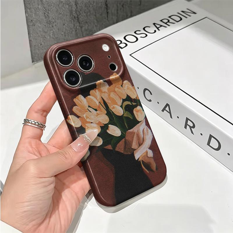 Moody Tulip Bouquet Silhouette Art Graphic Film Aesthetic Protective Shockproof Bumper Phone Case Cover For iPhone 13 14 15 16 17 Pro Max Plus