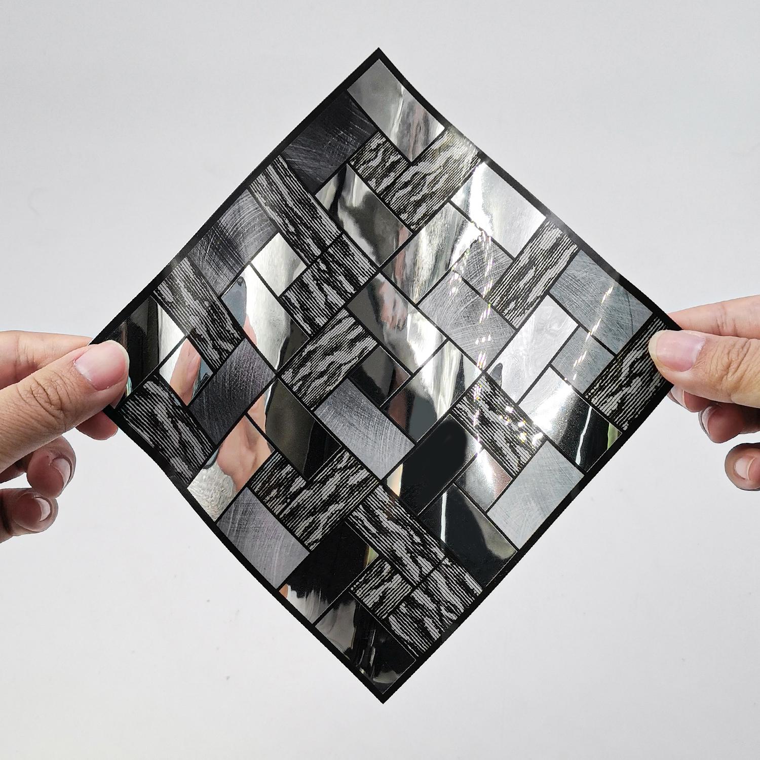 

12 шт. блестящие геометрические стильные плиточные наклейки на стену для кухни, ванной комнаты, самоклеящиеся домашний декор C