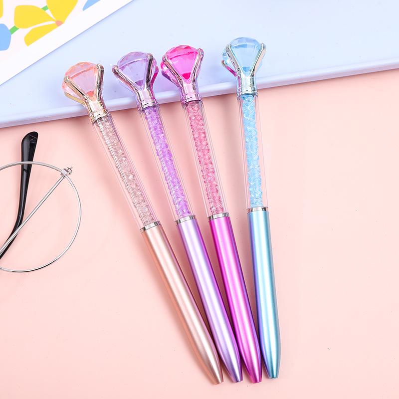 Crystal Diamond Metal Ballpoint Pen 0.7mm – Elegant Blue Signature Stationery