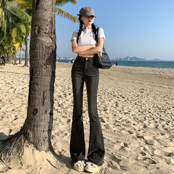 Jeans for Women In Autumn and Winter, High Waist and Belly Slimming Horseshoe Pants Lift Hips and Bell-bottom Pants for Women In Autumn and Winter