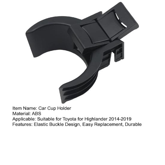 Cup Holder Insert for Toyota for Highlander 2014-2019, Cup Slot Insert, Center Console Drop In Organizer with Spring Clips, Car Interior Accessory