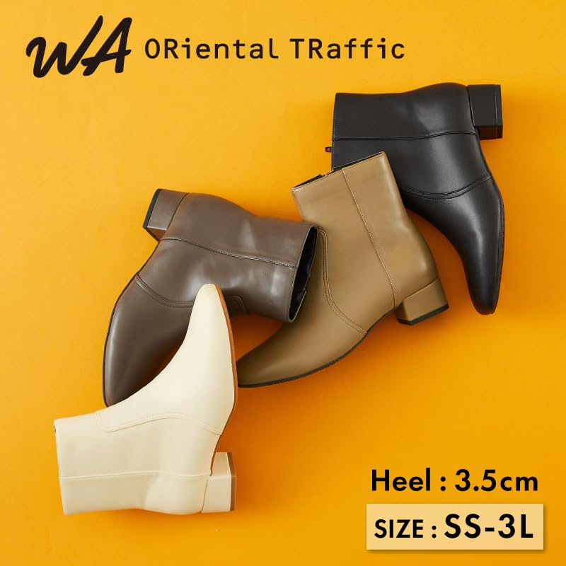 Short Boots Boots Side Switching Chunky Heel Square Toe Soft Cm [Oriental Traffic] Women's BLACK(23AW) 23.0~23.5