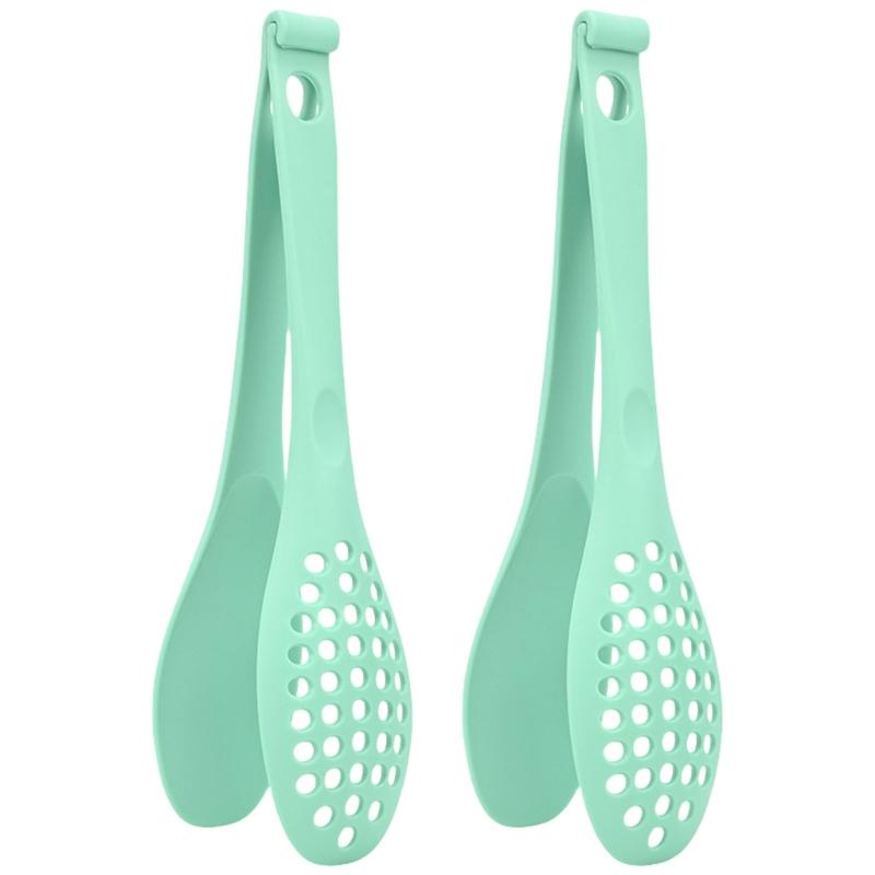2Pcs Multifunctional Toaster Tongs Detachable Food Clip Spatula Tongs Outdoor Barbecue Clip Kitchen Utensils Easy Use зелёный
