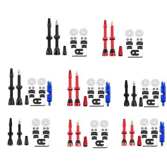 1 Set Tubeless Valve Kit with Wrench CNC Machined Super Light Metal Stem And Caps Replacement 44/60mm MTB