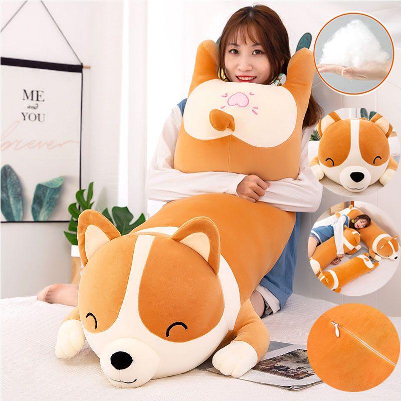 Plush Corgi Long Toys Pillow Soft Stuffed Animal Doll Cushion Xmas Birthday Gift