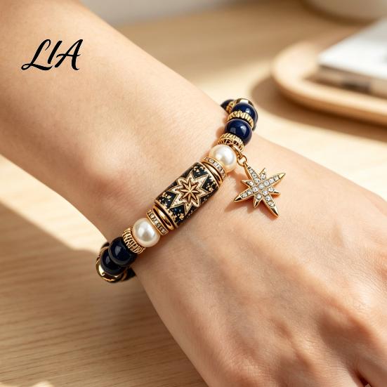 Commemorative Holiday Blessing Gift Christmas Bracelets for Women, Beaded Charm Stretch Bracelet with Elastic Pearl Wrist Jewelry Card, Stocking