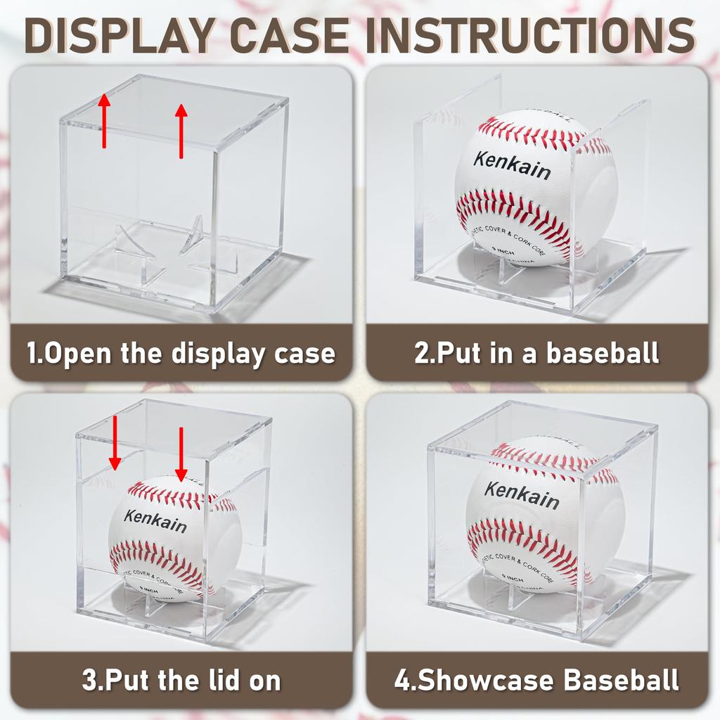 6 Pack Baseball Display Case,Baseball acrylic storage box, Autographed Baseball Clear Display Case Cube, Baseball Display Case