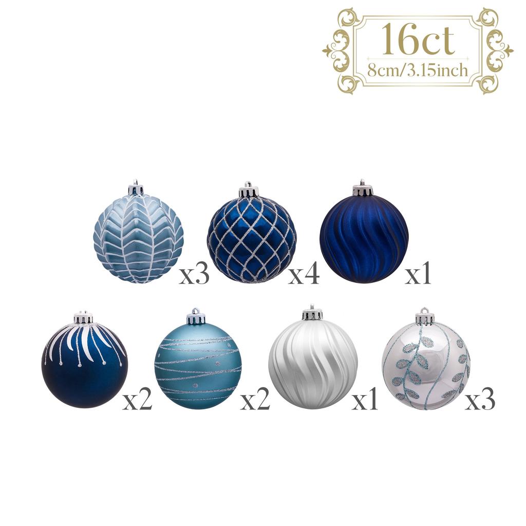 Valery Madelyn Christmas Christmas Tree Pack of Silver and Blue Christmas Ball Stylish and Popular Trendy Christmas Tree Decorations Ornaments,