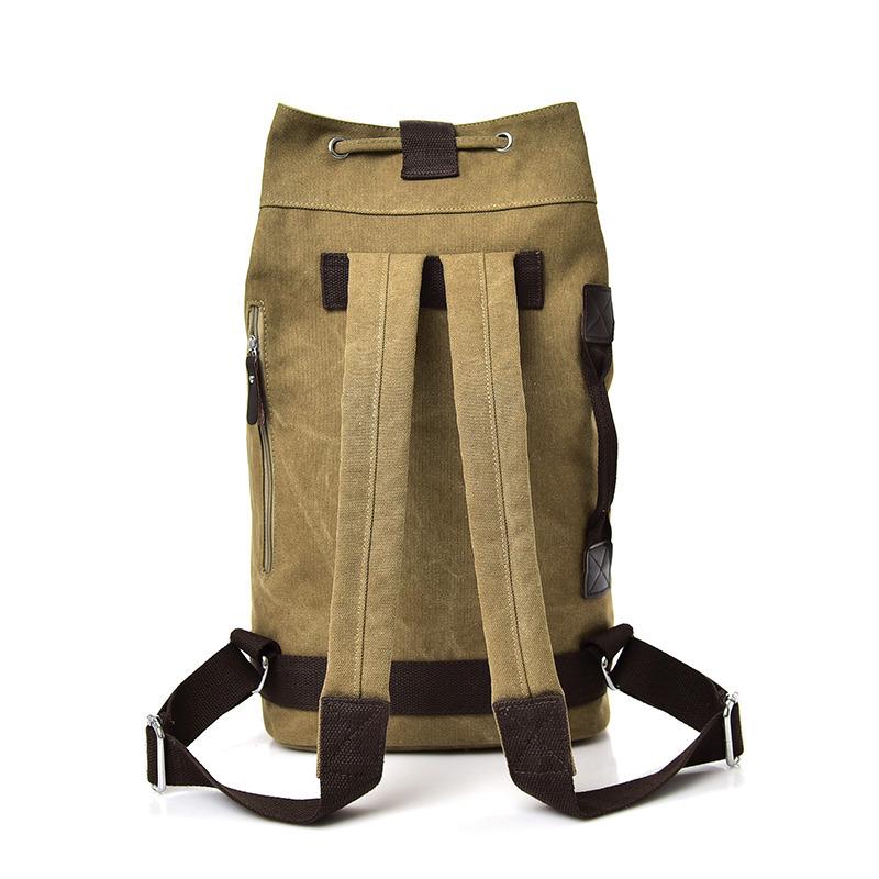 Unisex Canvas Sports Backpack: Round Barrel, Travel & School Laptop Bag for Men
