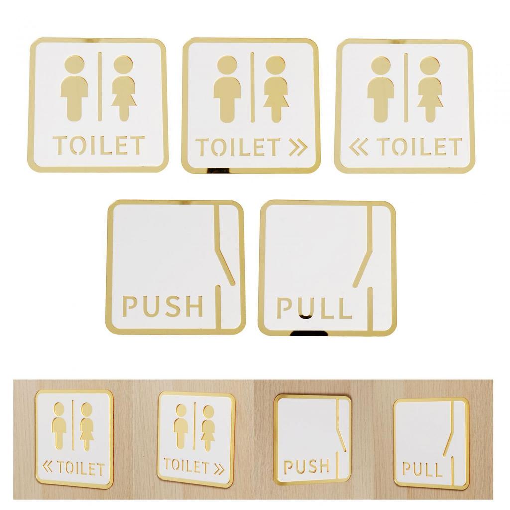 Square 12cm Bathroom Sign Acrylic Washroom Plaque Accessory Bathroom Wall Art for Parking Lots Convenient Assemble Durable