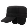 Winter Thick Cold-Proof Middle-Aged and Elderly Outdoor Flat Top Cotton Cap Men's Letter Label Ear Protection Warm Wool Duck Cap