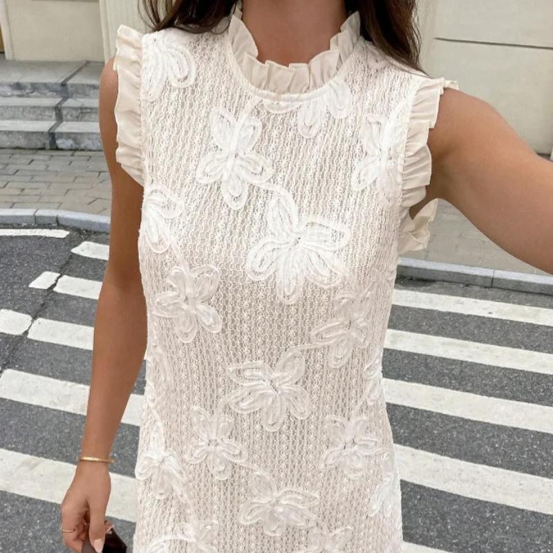 2026 Spring/Summer New Women's Sweet Style Design Dress Sleeveless High Quality Lace Embroidered Tank Top Stylish Openwork Dress