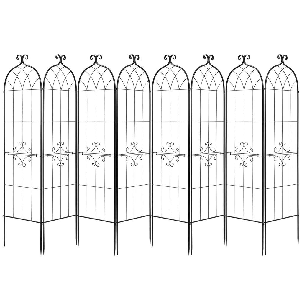 Garden Trellis, 180 x 52.5 cm Rose Trellis, 8Packs Garden Flower Rose Trellises with Powder-Coated Finish & Convenient Locking Design, Plant Support