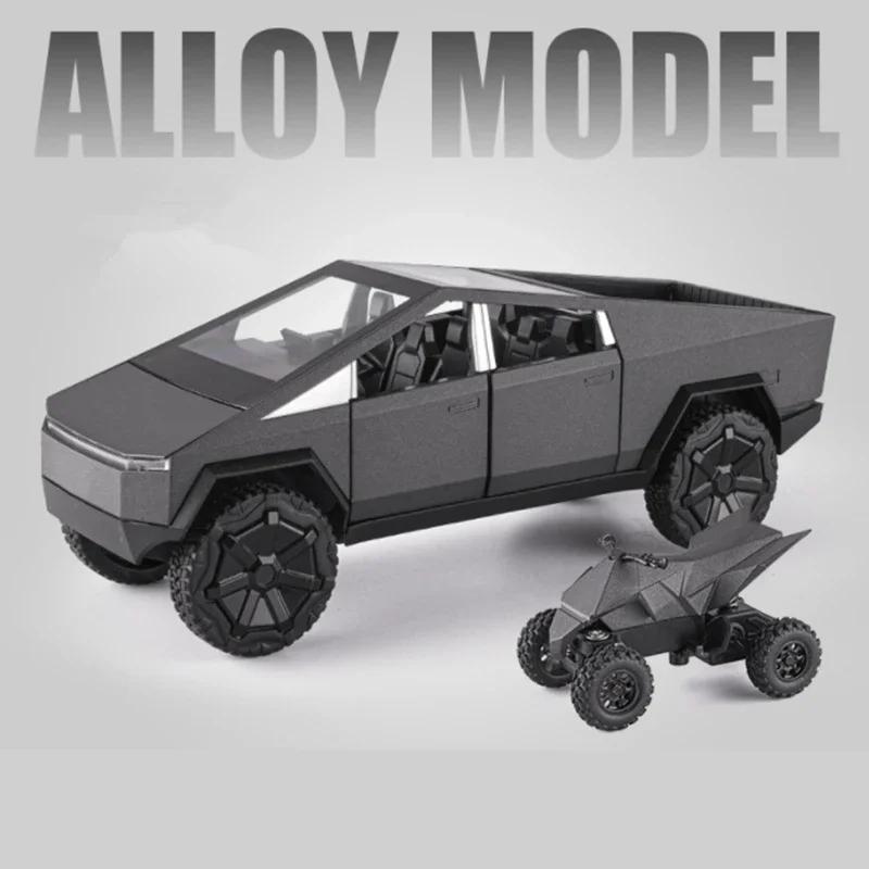 ctkhn3 1/24 Teslas Cybertruck Pickup Alloy Car Model Diecasts Metal Toy Off-road Vehicles Truck Model Simulation Sound Light Kids Gifts