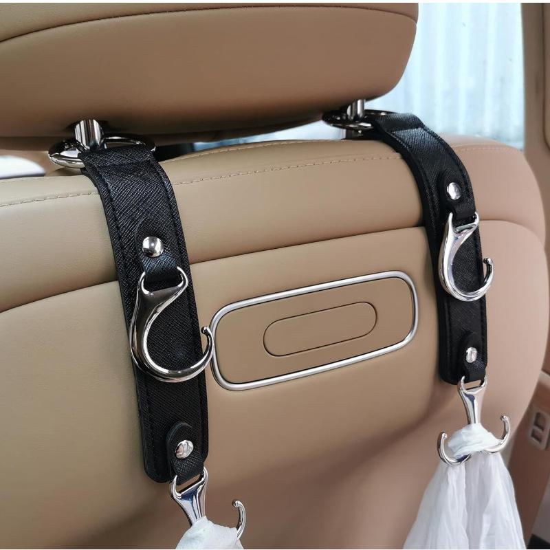 Car Hook for Headrest, Car Seats Back Storage Hook for Headrest, Headrest Leather Hook for Purses and Bags