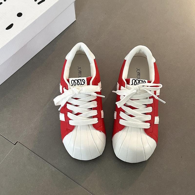 Fashion Retro Versatile Ugly Cute Big Head German Training Shoes Women's Autumn Flat Comfortable White Shoes Casual Shoes Muffin Shoes