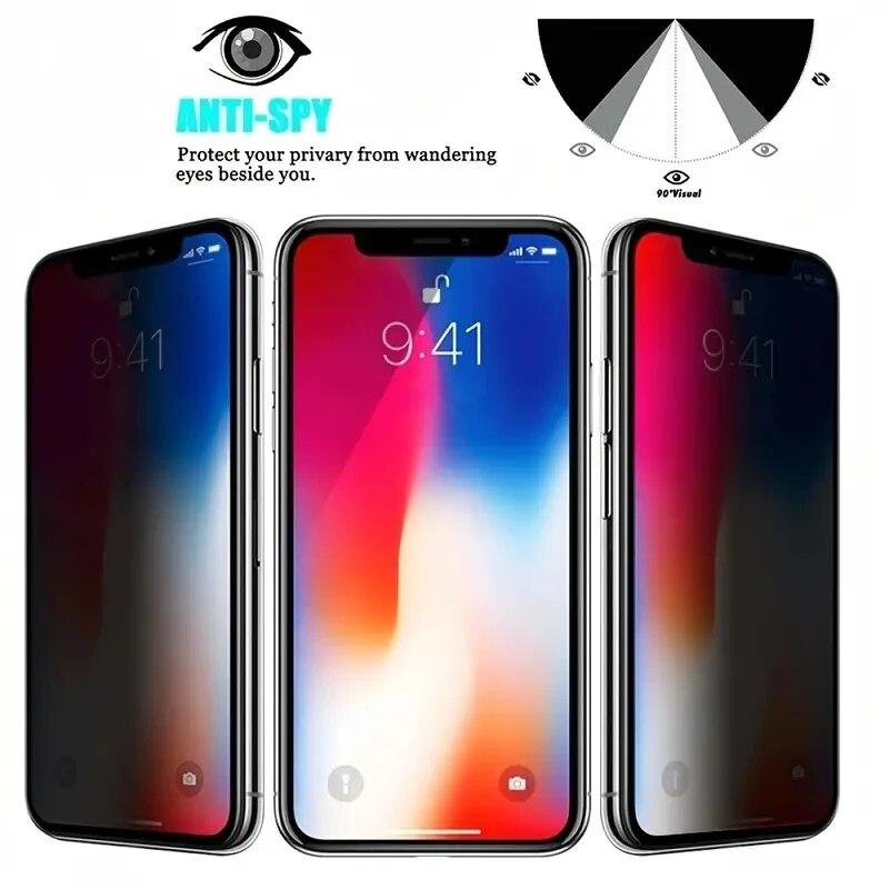 4PCS Privatsphäre Screen Protector Für iPhone 14 15 PRO MAX Anti-Spy Glas Für 13 12 11 XS XR Gehärtetes Glas