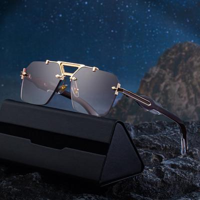 Classic Rivet Rimless Pilot Sunglasses For Men Women Luxury Designer Vintage UV Protection Driving Travel