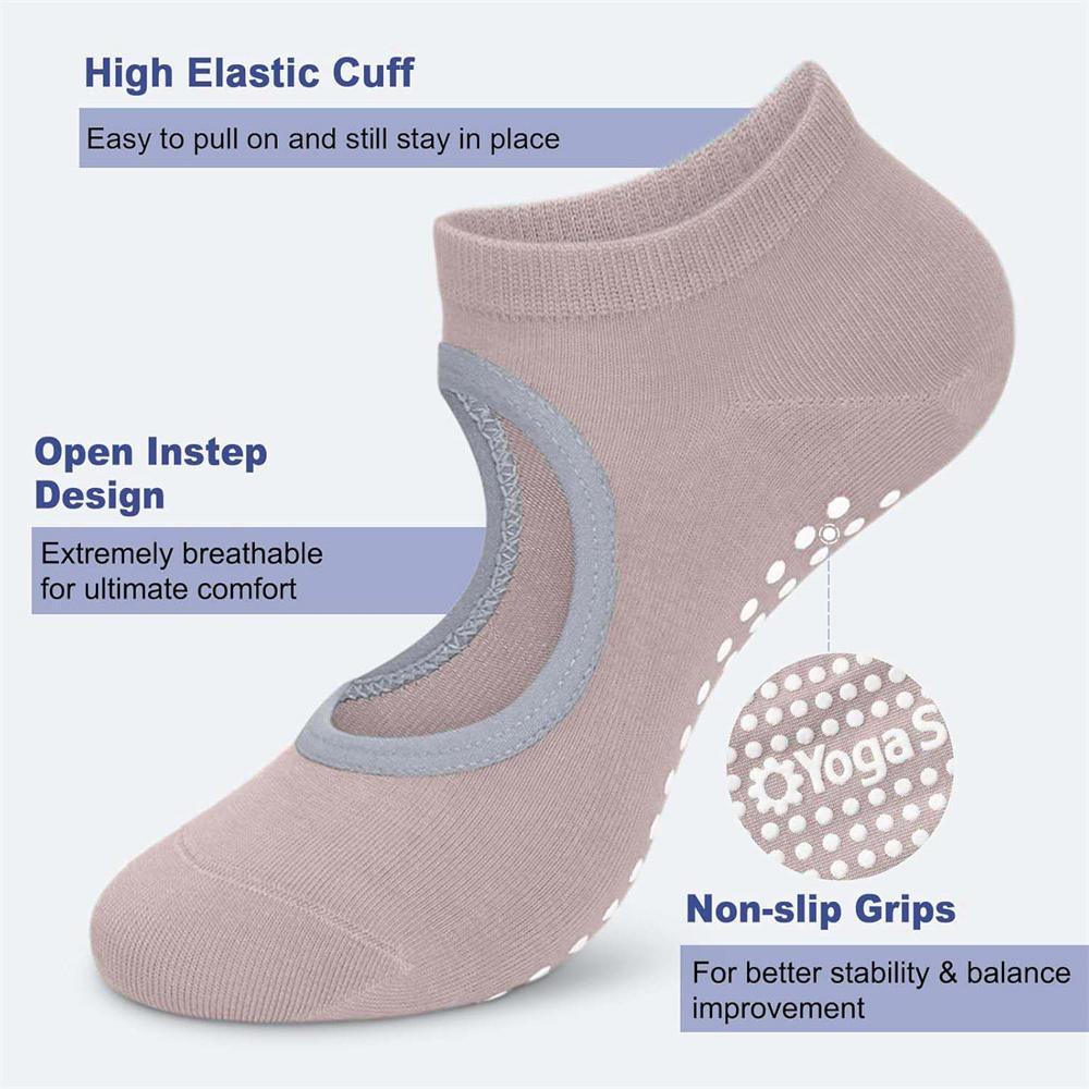 3 Paar Grip Pilates Socken für Damen – Rutschfeste Yoga Socken für Ballett, Tanz und Workouts