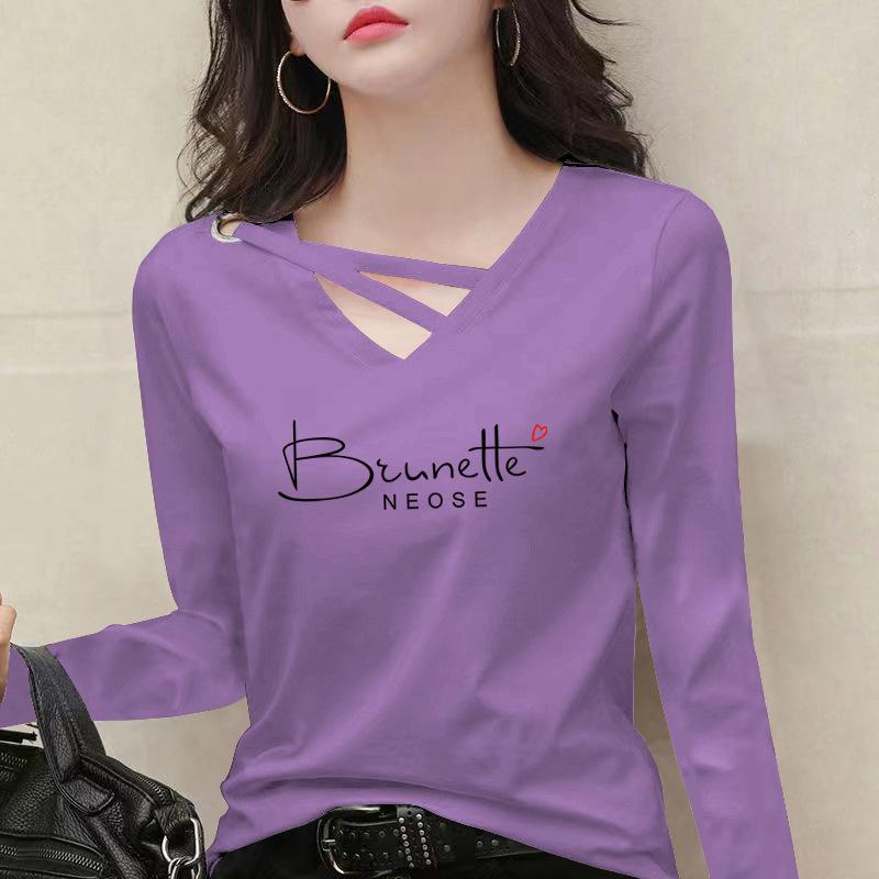 

Women s Pure Cotton Long Sleeve Top - 2025 Spring/Autumn, Versatile Loose-Fit, Slimming Plus Size, Fashionable Korean Style T-shirt 2XL