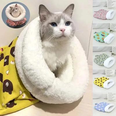 Comfortable Cat Sleeping Bag Soft Cat Bed Warm Closed Cat Bed Funny Tunnel Pet Nest Lovely Nest for Cats 2.5-7kg Pet Supplies