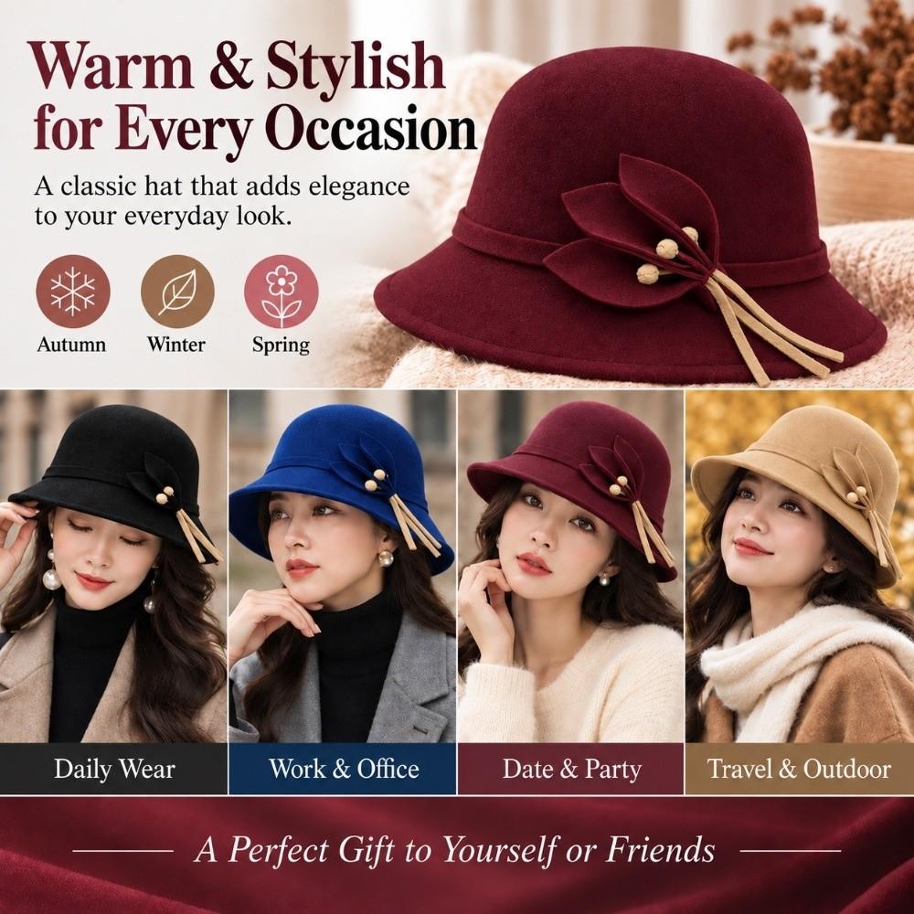 Bowknot Decoration Bowler Hat Autumn Winter Bucket Hat Retro Fisherman Cap  Wedding Ceremony