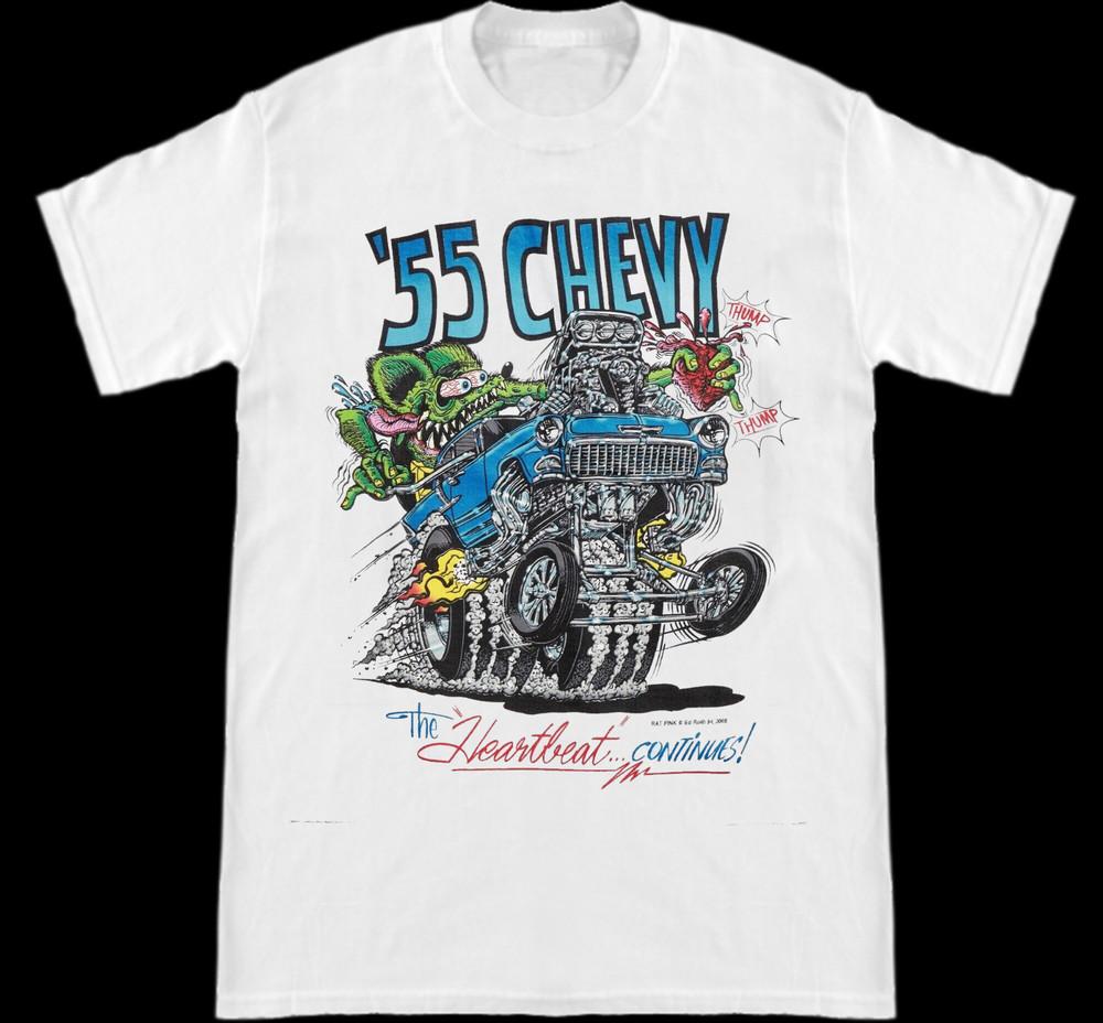 Ed Big Daddy Roth Rat Fink 55 Chevy Hot Rod White Cotton T-Shirt S-5XL Unisex T-Shirt XXL