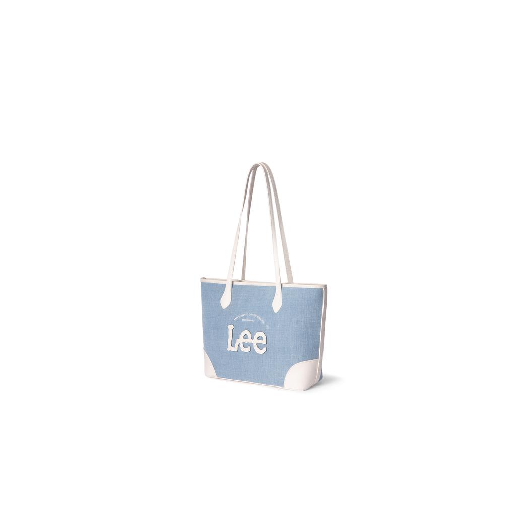 New Lee Denim With PU Panel Tote Denim Bag, Shoulder Bag Regular Women's Light Denim Blue LE240101M-521