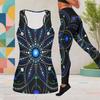Women Plus Size Two Piece Set Scoop Neck Sleeveless Printed Tank Top And Fitted Leggings