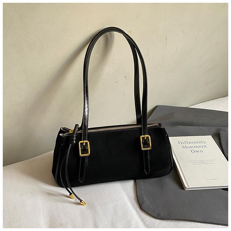 

Модная сумка-багет подмышку, в стиле ретро, вместительная ручная сумка через плечо, стильная сумка для боулинга чёрный