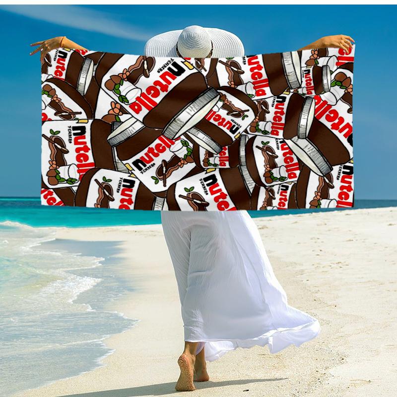Ultra-Soft Beach Towel with Nutella Theme,Ideal for Pool - Camping, Diving - Perfect Travel Essential, Vibrant Beach Towel.