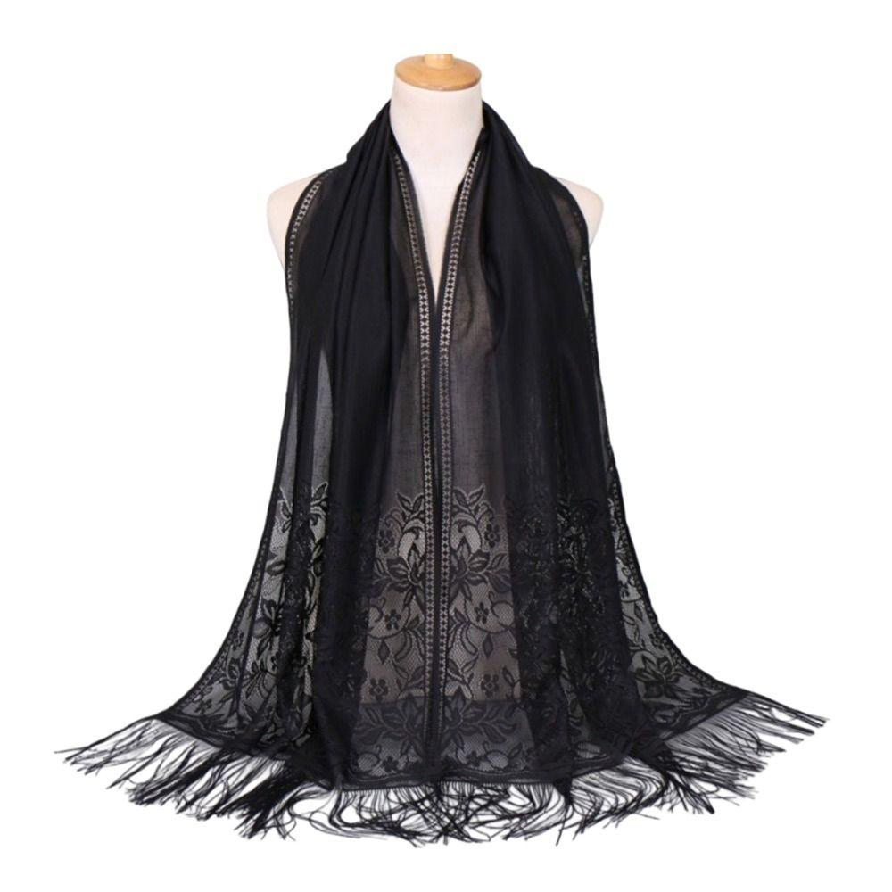 Floral Printed Tassel Scarf Cotton Blend Shawl Scarf Ladies Lace Scarf  Muslim Women