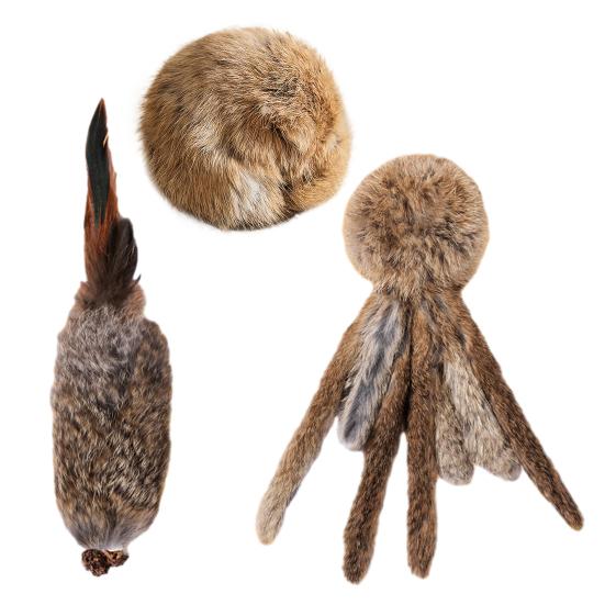 2Pcs Furry Ball Cat Toys Faux Rabbit Fur Cat Kicker Toys Natural Gall Fruit