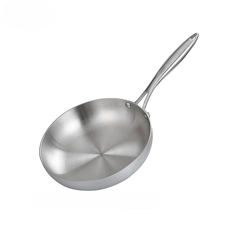 304 Stainless Steel Frying Pan Uncoated NonStick Skillet Steak Pot Kitchen Cookware for Gas & Induction Cooker