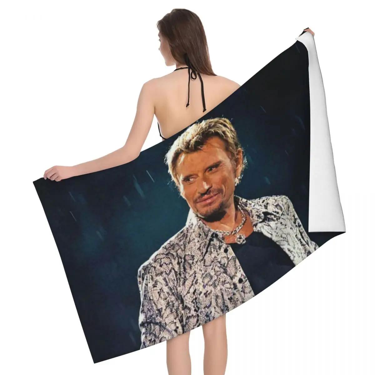 

Johnny Hallyday Motorcycle Beach Towel French Rock Singer Super Soft Microfiber Bathroom Towels W40*H60(CM)