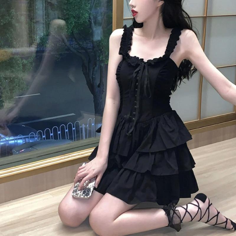 Französisches Trägerkleid Damen Sommer Haute Couture Stil Basiskleid