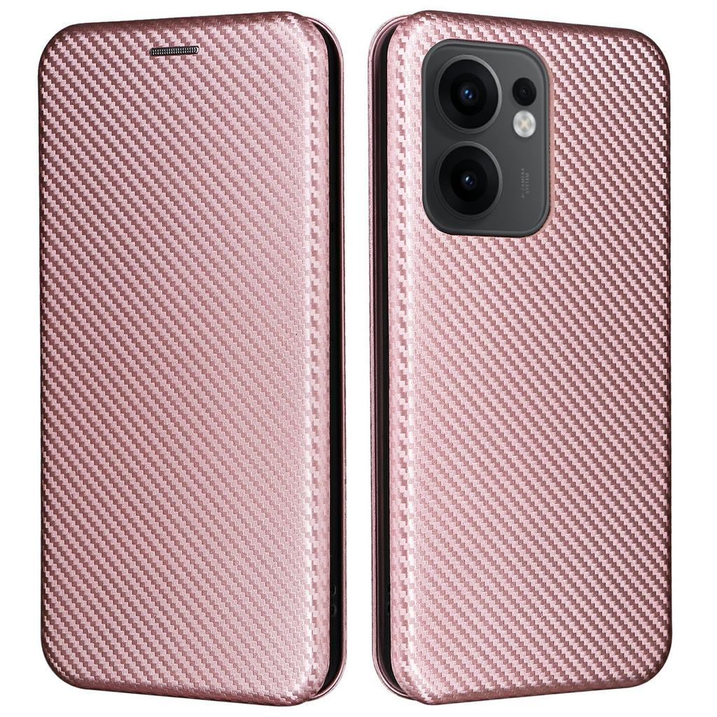 For Oppo Reno13 F 5G Case Carbon Fiber Texture Drop-Proof PU Leather Phone Cover