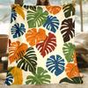 Tropical Monstera Leaf Pattern Blanket Bohemian Style Flannel Blanket Summer Decor Living Room Throw Blanket