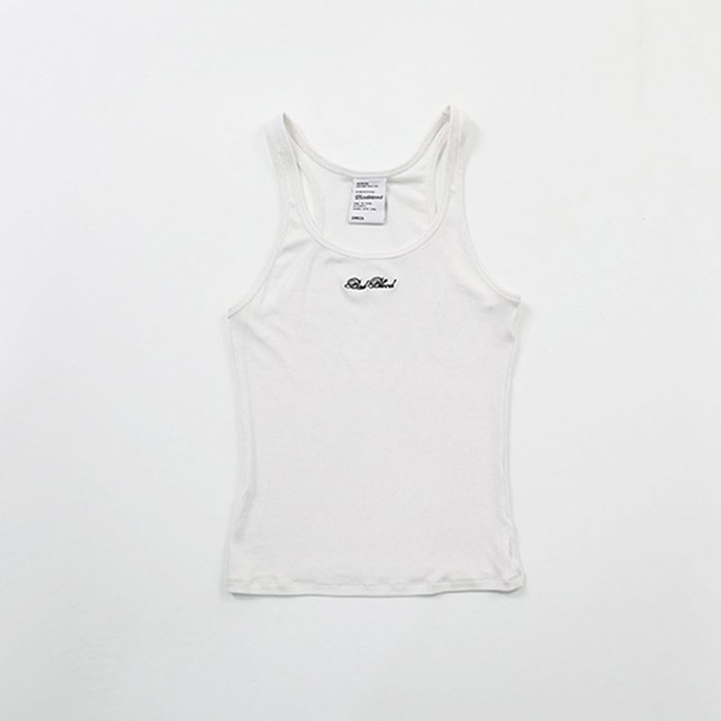 Badblood Niche Solid American Vintage Vest Sling Women Letter Embroidery Design Sense Bottoming Top Tide